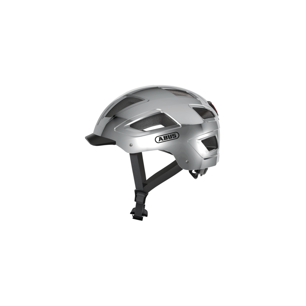 Casque vélo urbain ABUS Hyban 2.0 gris chrome avec feu LED